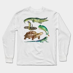 Wild Animal Watercolor Illustration Long Sleeve T-Shirt